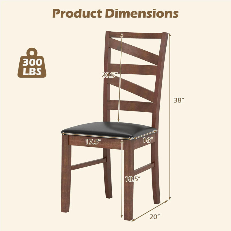 Dining Chairs Set of 2 Kitchen Side Chairs with Rubber Wood Legs-Walnut by DirectDeals