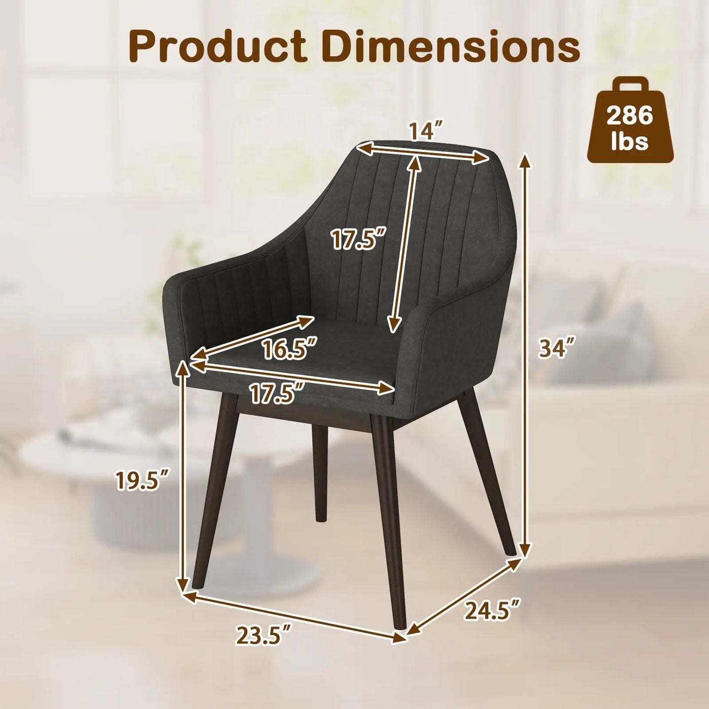 Dining Chairs Set of 2 Upholstered Accent Chairs with Comfy Padded Backrest and Seat by DirectDeals