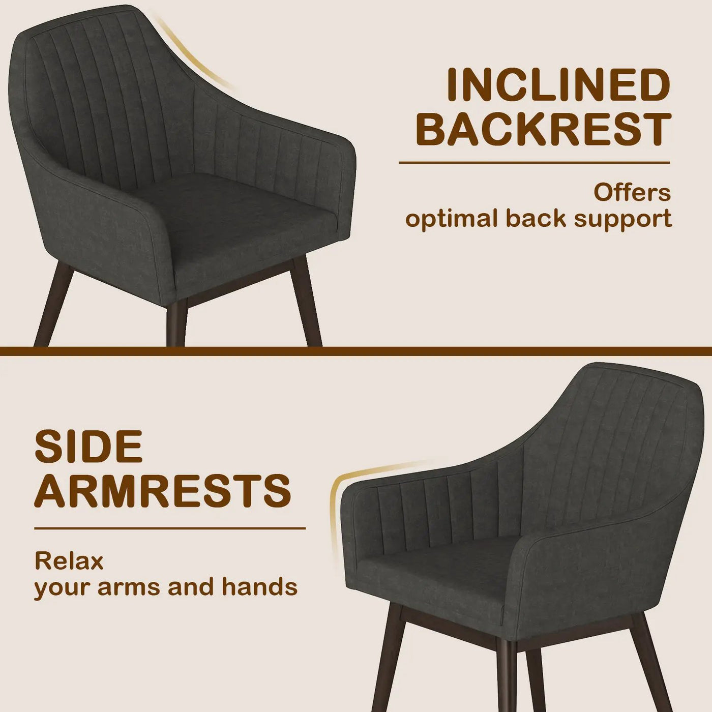 Dining Chairs Set of 2 Upholstered Accent Chairs with Comfy Padded Backrest and Seat by DirectDeals