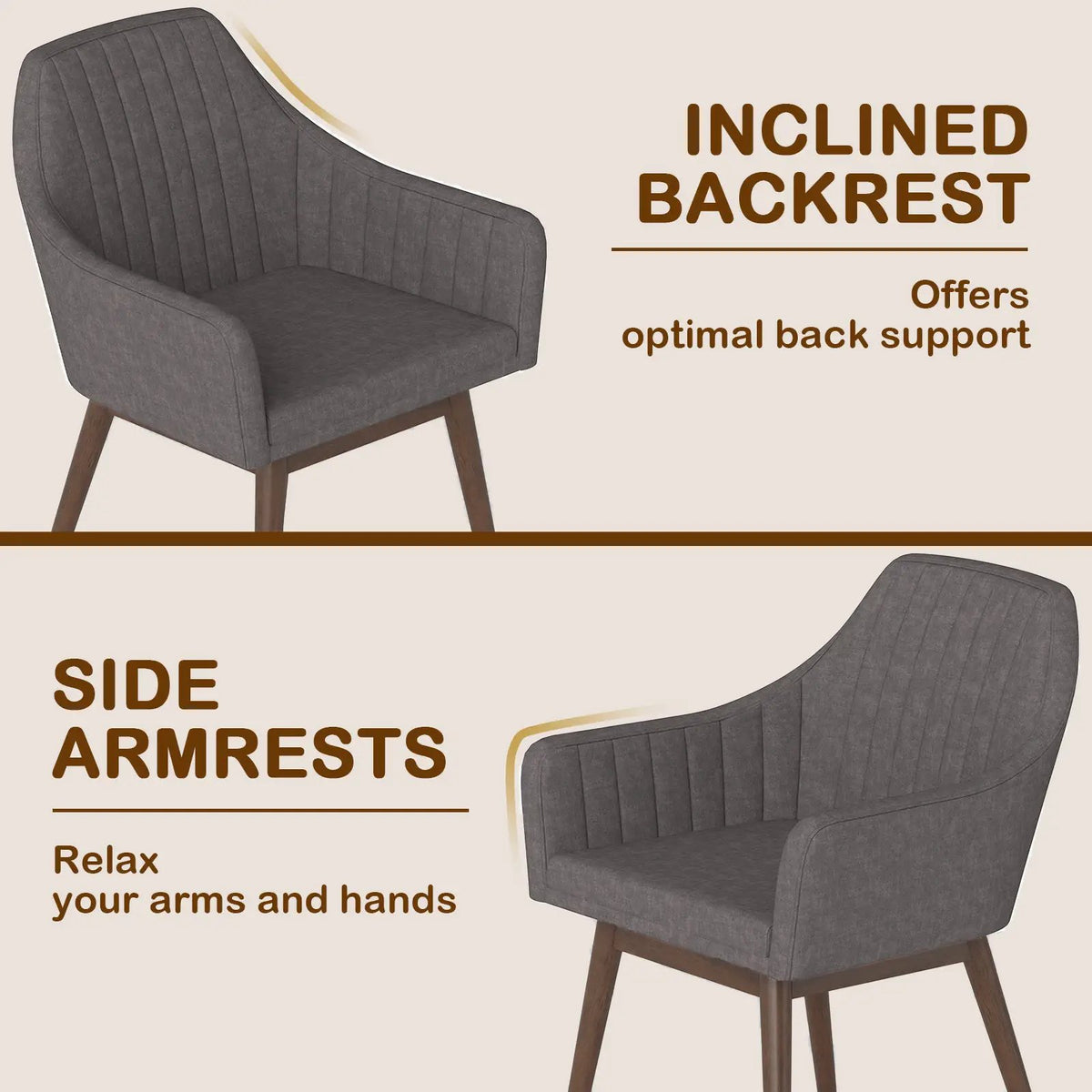 Dining Chairs Set of 2 Upholstered Accent Chairs with Comfy Padded Backrest and Seat by DirectDeals