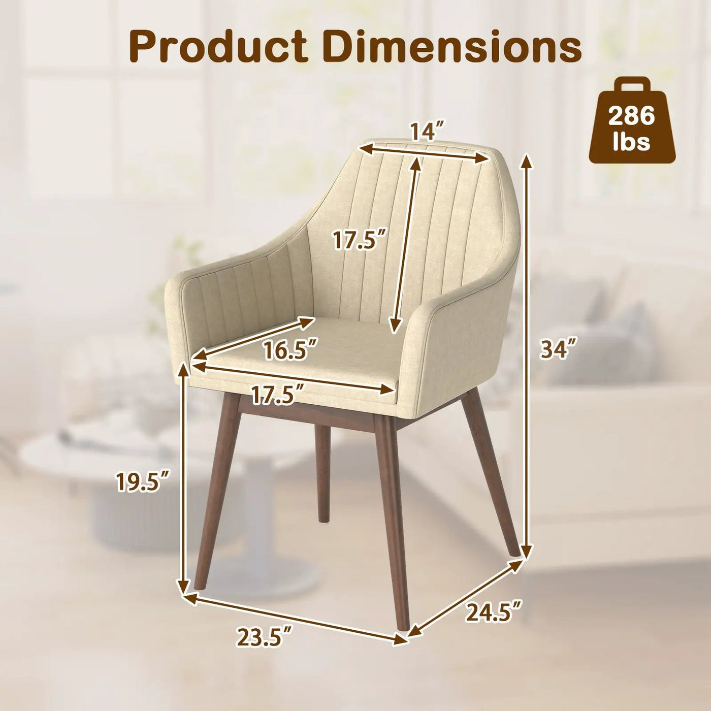 Dining Chairs Set of 2 Upholstered Accent Chairs with Comfy Padded Backrest and Seat by DirectDeals
