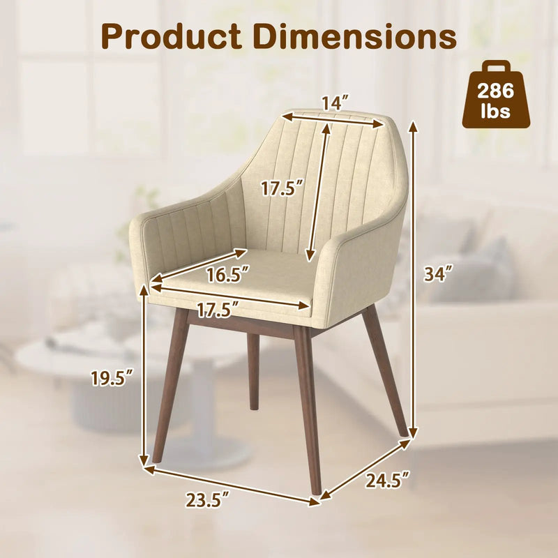 Dining Chairs Set of 2 Upholstered Accent Chairs with Comfy Padded Backrest and Seat by DirectDeals