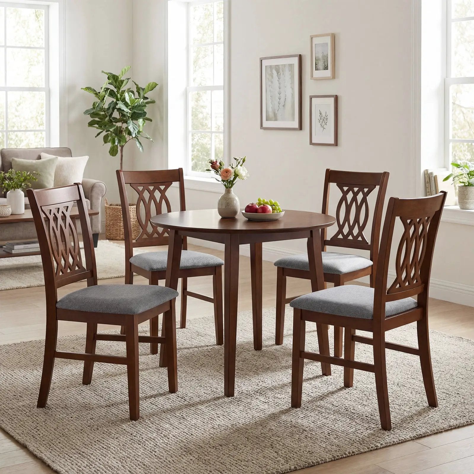 Dining Chairs Set of 2 Dining Room Chairs with Padded Seat for Kitchen Living Room-Walnut by DirectDeals