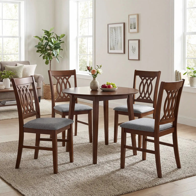 Dining Chairs Set of 2 Dining Room Chairs with Padded Seat for Kitchen Living Room-Walnut by DirectDeals
