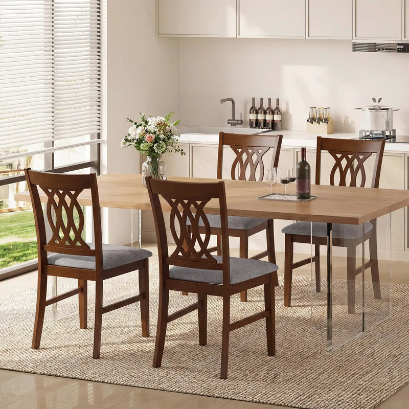Dining Chairs Set of 2 Dining Room Chairs with Padded Seat for Kitchen Living Room-Walnut by DirectDeals