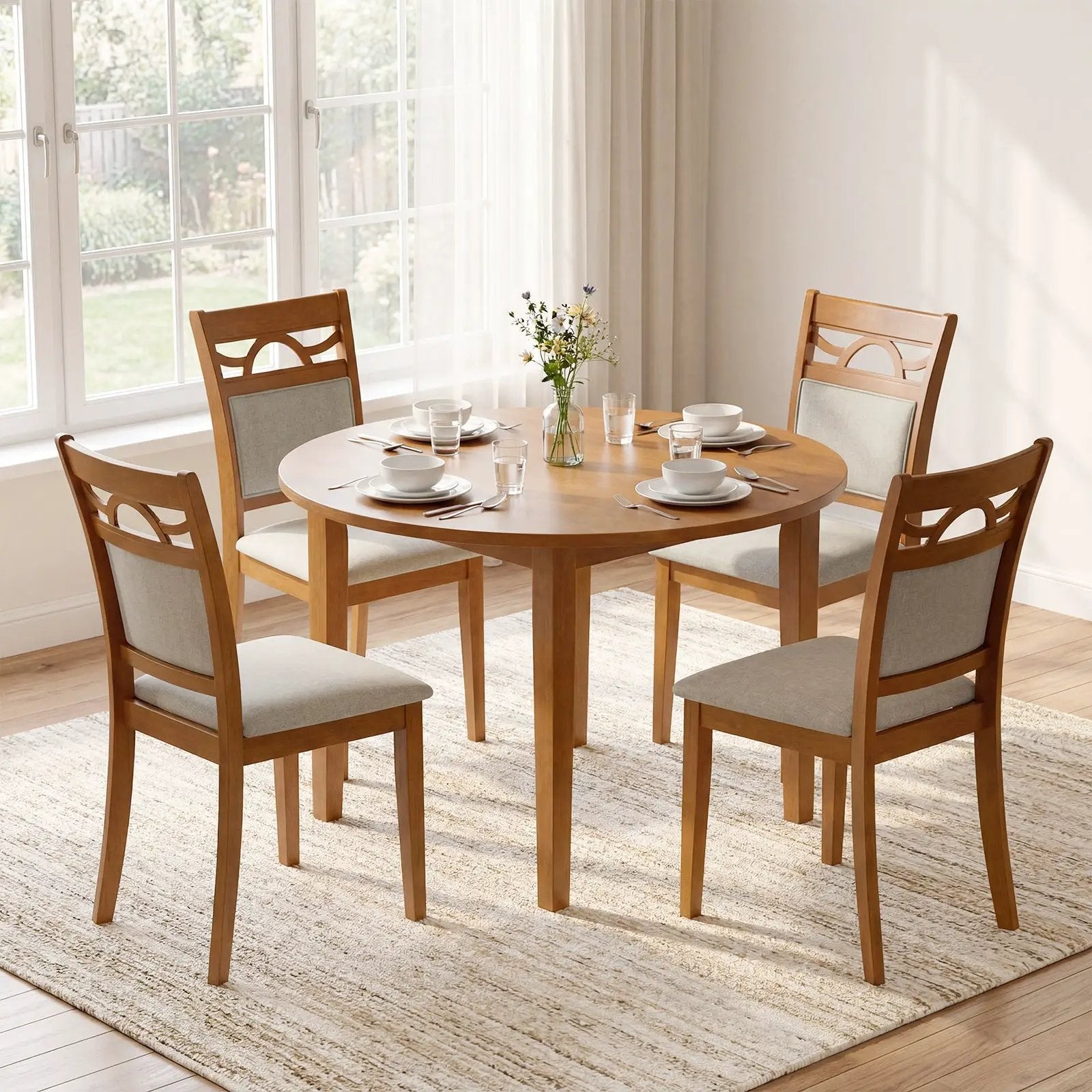 Dining Chairs Set of 2 Dining Room Chairs with Rubber Wood Frame-Brown by DirectDeals