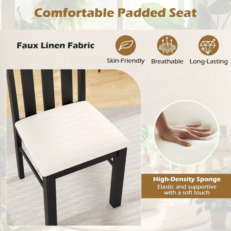 Dining Chairs Set of 2 High Back Dining Room Chairs with Padded Seat and Rubber Wood Frame-Black by DirectDeals