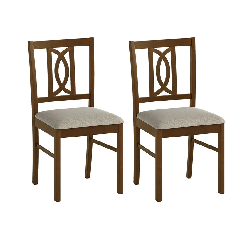 Dining Chairs Set of 2 Rubber Wood Dining Room Chairs with Hollowed Backrest-Walnut by DirectDeals