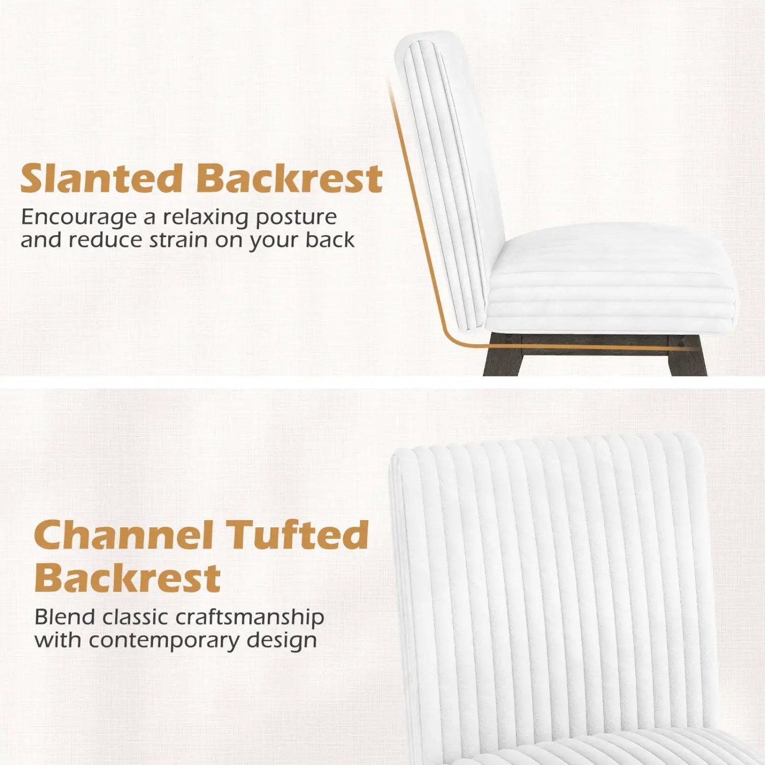 Dining Chairs Set of 4 Fabric Upholstered Kitchen Chairs with Padded Seat and Rubber Wood Legs-White+Gray by DirectDeals