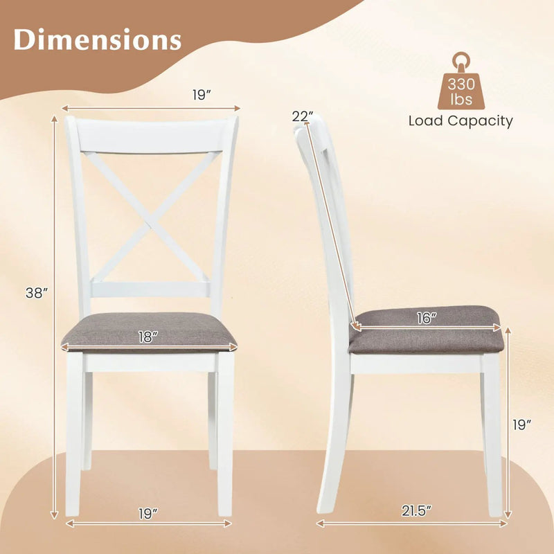 Dining Chairs Set of 2 Rubber Wood Dining Room Chairs with Comfortable Backrest and Padded Seat by DirectDeals