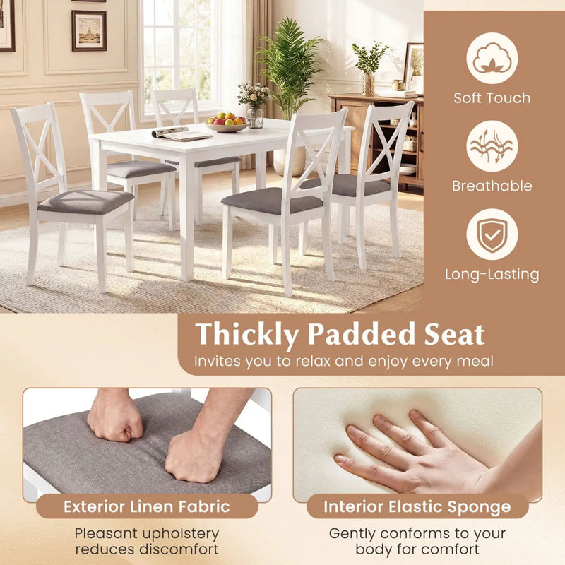 Dining Chairs Set of 2 Rubber Wood Dining Room Chairs with Comfortable Backrest and Padded Seat by DirectDeals