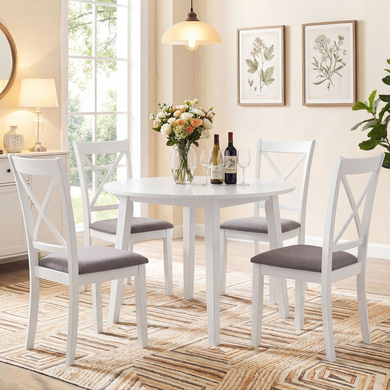 Dining Chairs Set of 4 Rubber Wood Dining Room Chairs with Comfortable Backrest and Padded Seat by DirectDeals