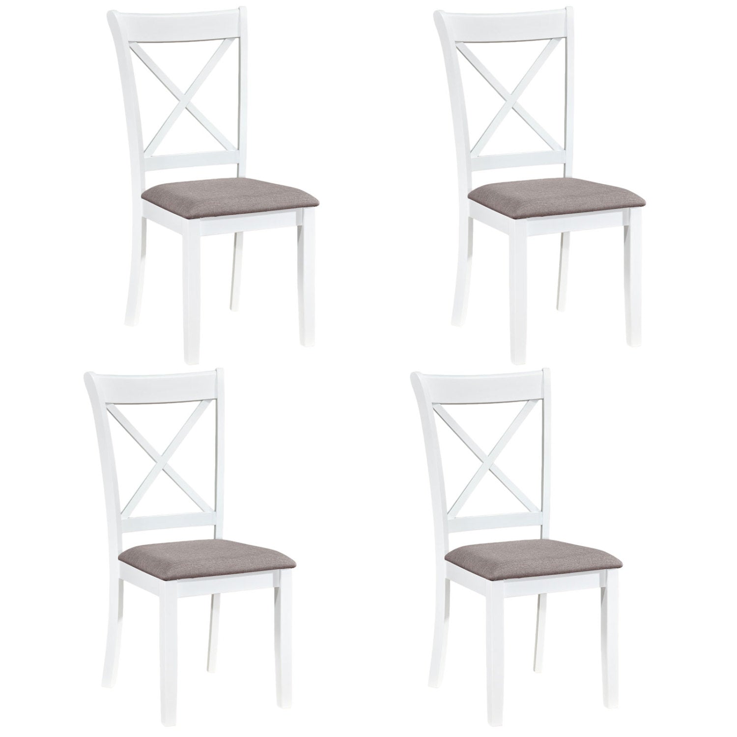Dining Chairs Set of 4 Rubber Wood Dining Room Chairs with Comfortable Backrest and Padded Seat by DirectDeals