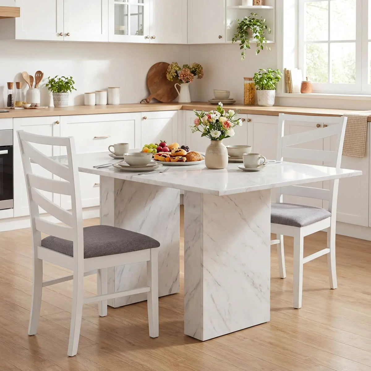 Dining Chairs Set of 2 with Backrests and Rubber Wood Frames, photo 3 of 16