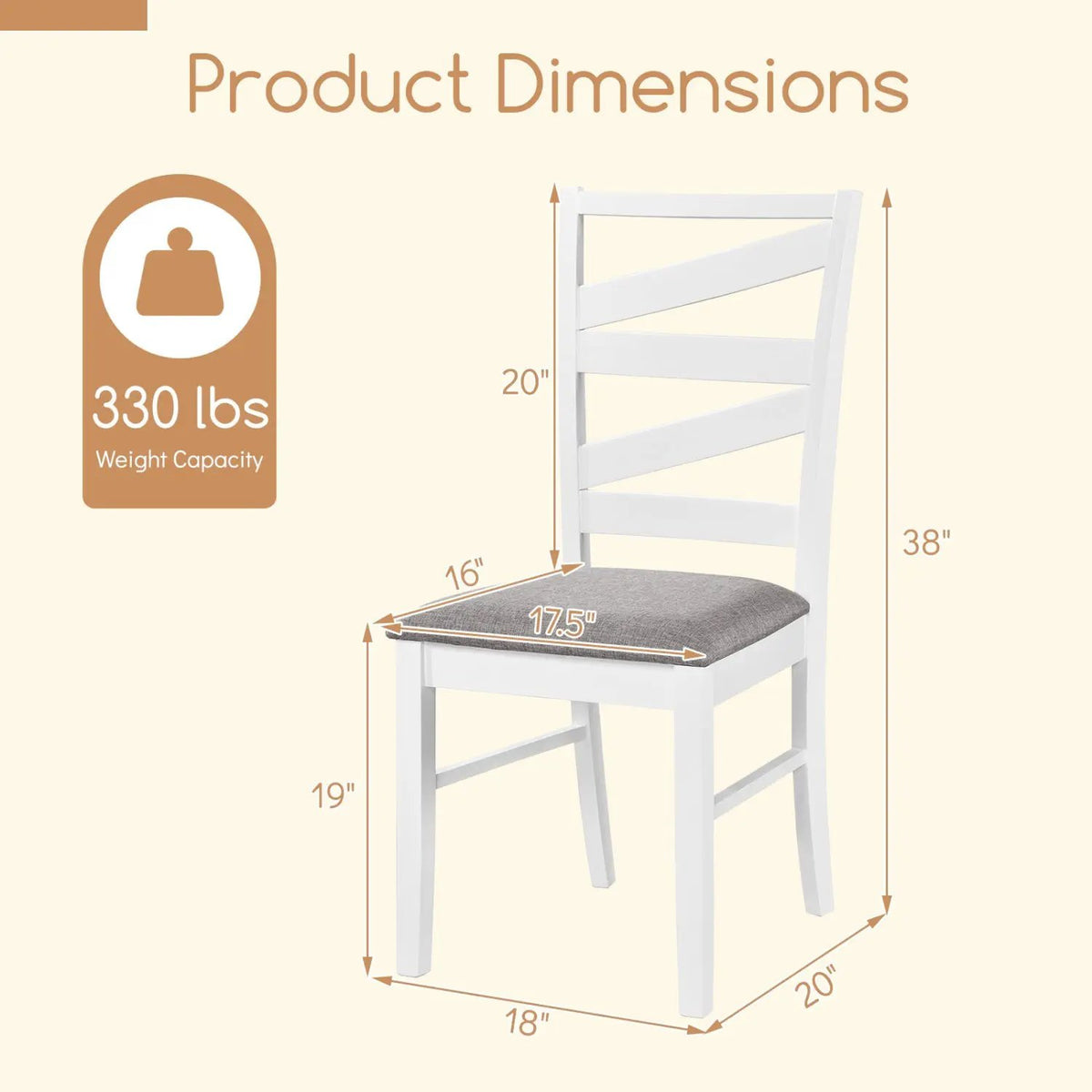 Dining Chairs Set of 2 with Backrests and Rubber Wood Frames, photo 4 of 16