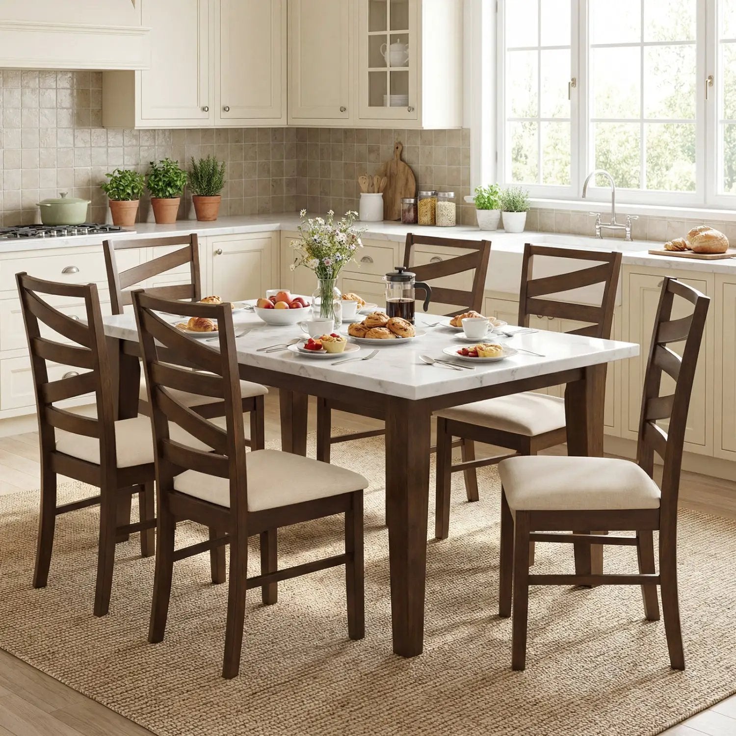 Dining Chairs Set of 2 with Backrests and Rubber Wood Frames by DirectDeals