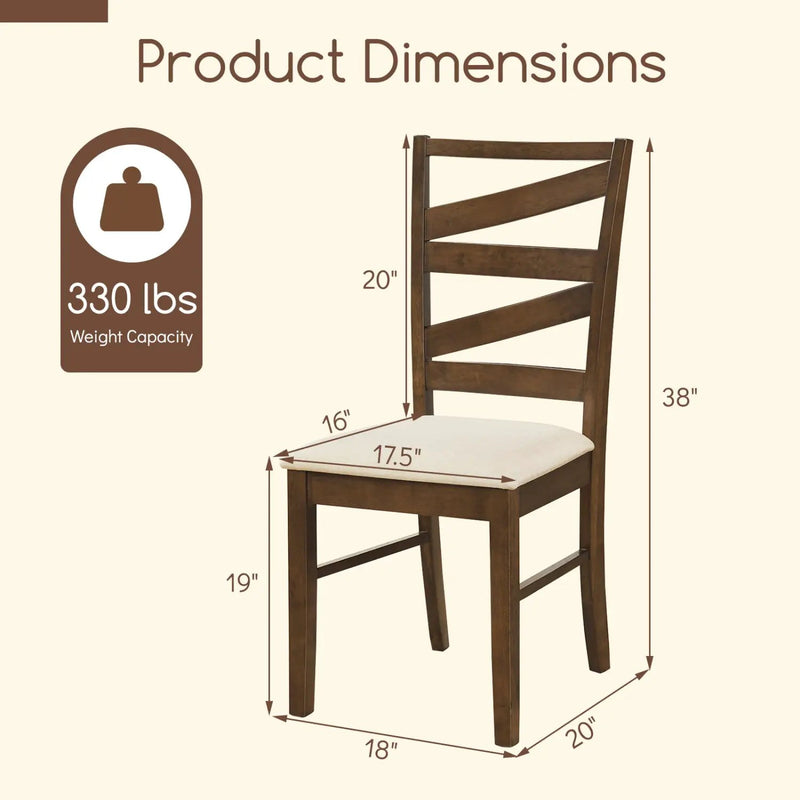 Dining Chairs Set of 4 with Backrests and Rubber Wood Frames by DirectDeals