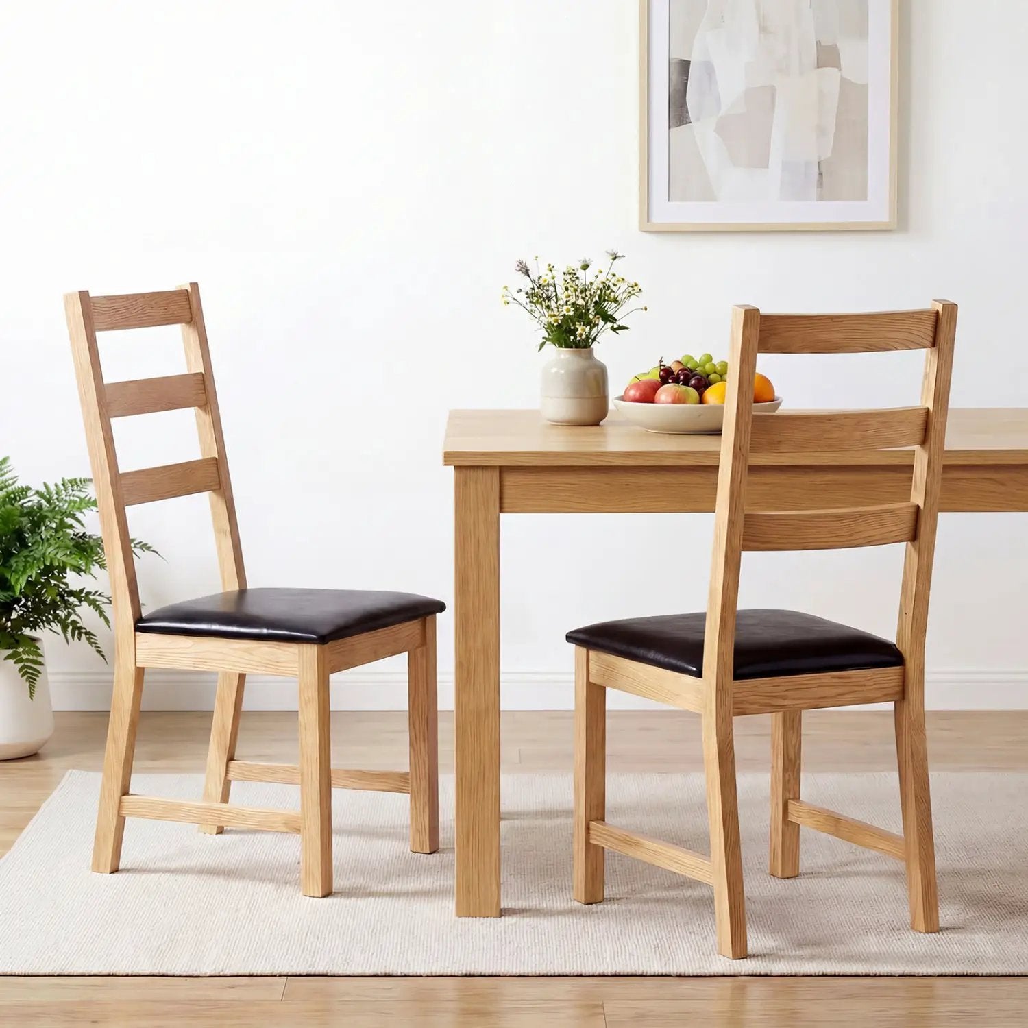 Dining Chairs Set of 2 Farmhouse Dining Room Chairs with Hollowed Backrest by DirectDeals
