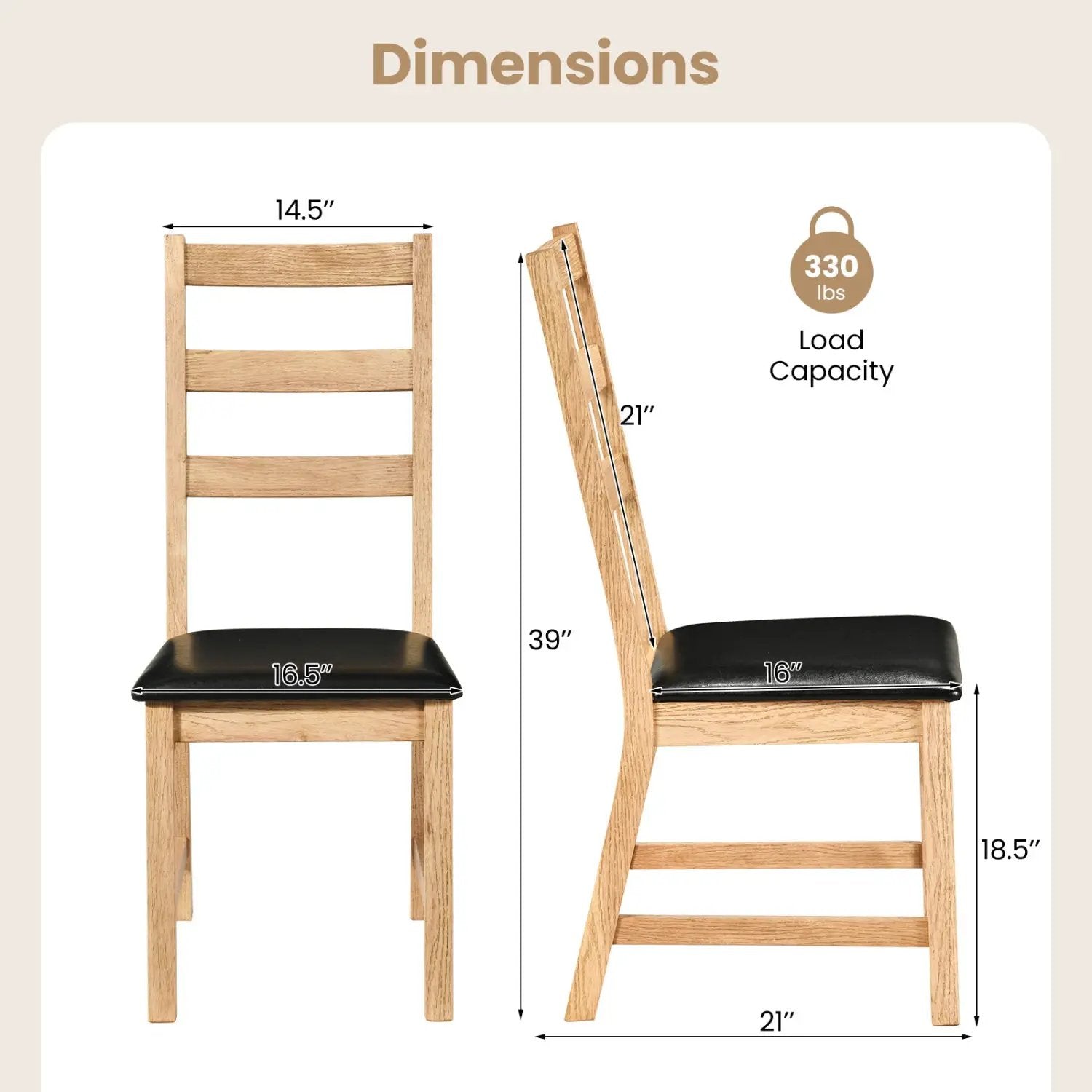 Dining Chairs Set of 2 Farmhouse Dining Room Chairs with Hollowed Backrest by DirectDeals