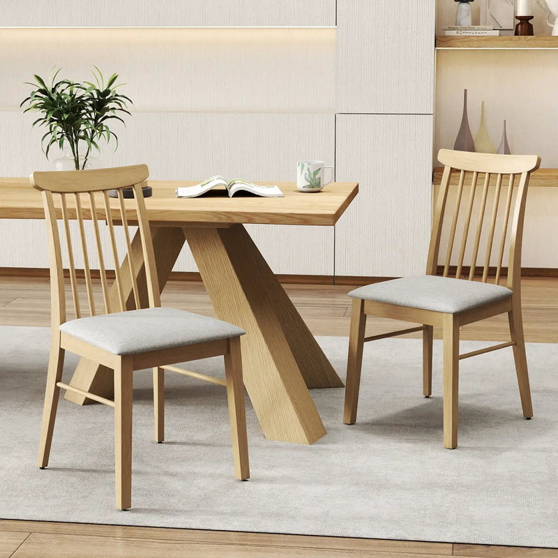 Dining Chairs Set of 2 Fabric Upholstered Kitchen Armless Chairs with Rubber Wood Frame by DirectDeals