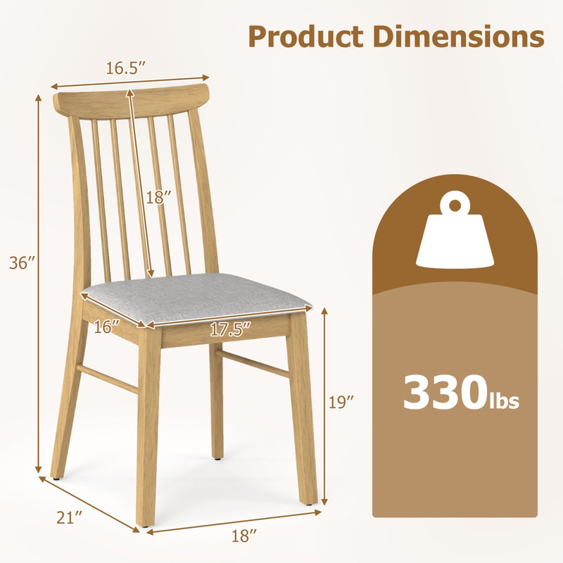 Dining Chairs Set of 4 Fabric Upholstered Kitchen Armless Chairs with Rubber Wood Frame by DirectDeals