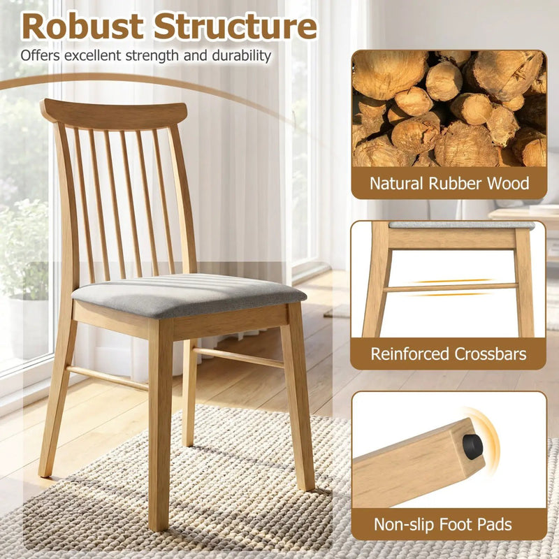 Dining Chairs Set of 4 Fabric Upholstered Kitchen Armless Chairs with Rubber Wood Frame by DirectDeals
