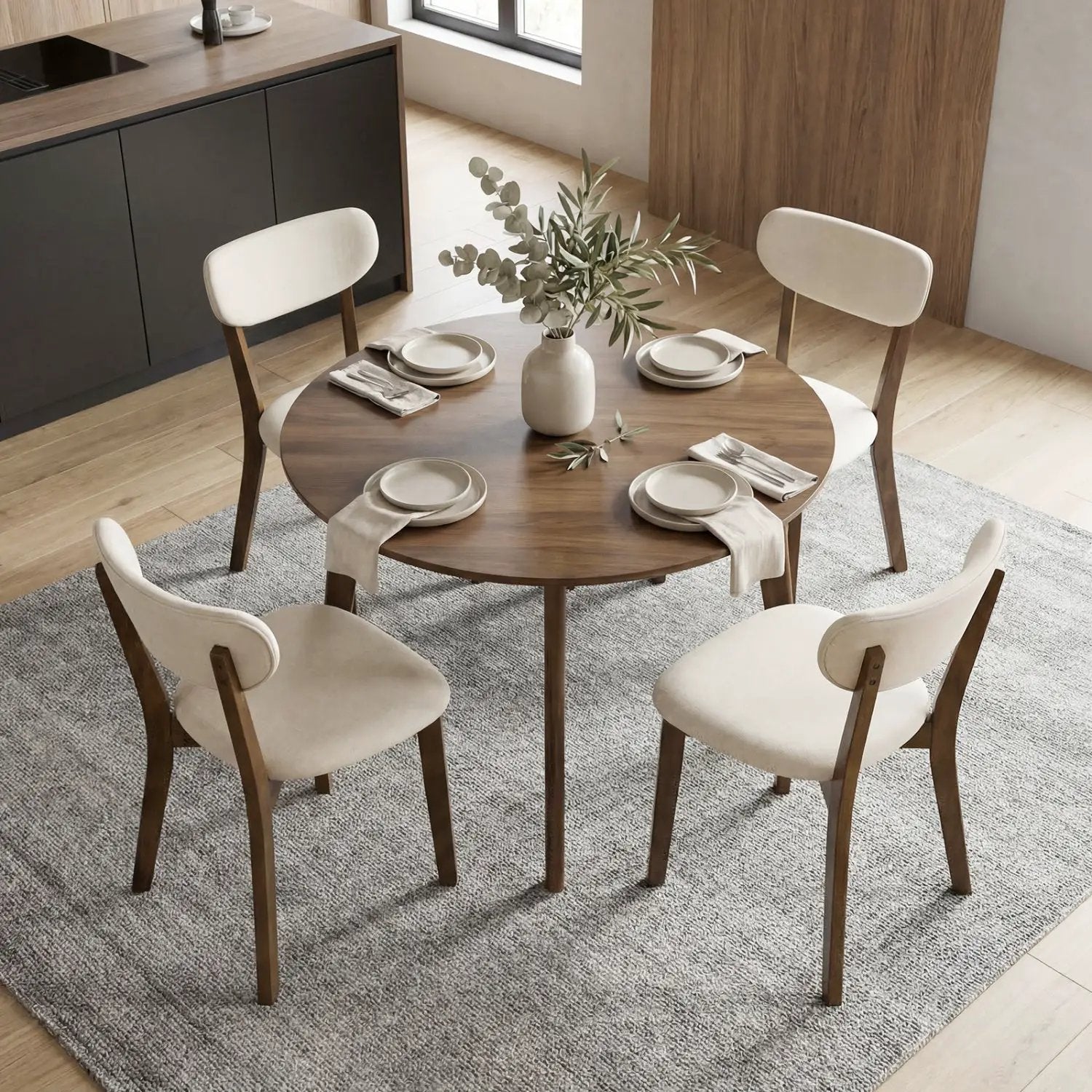 Dining Chairs Set of 4 with Solid Rubber Wood Frame by DirectDeals