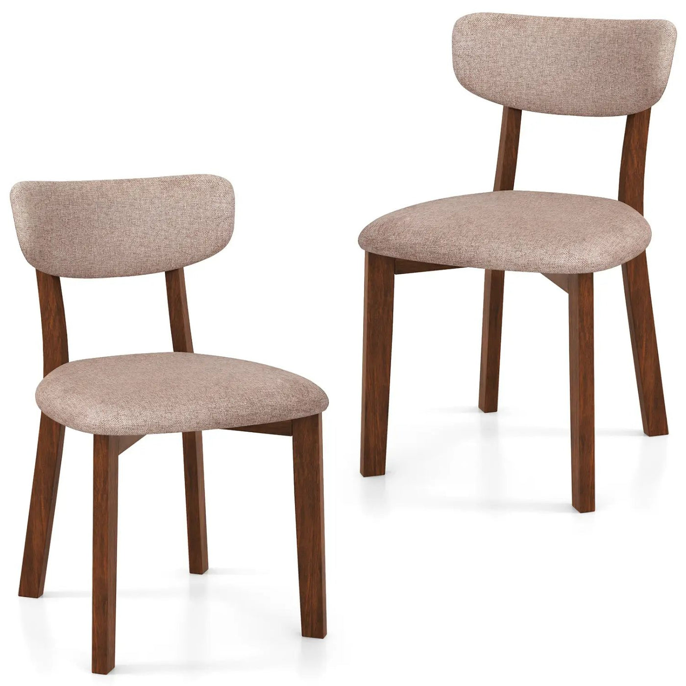 Dining Chairs Set of 2 Upholstered Mid-Back Chairs with Solid Rubber Wood Frame by DirectDeals