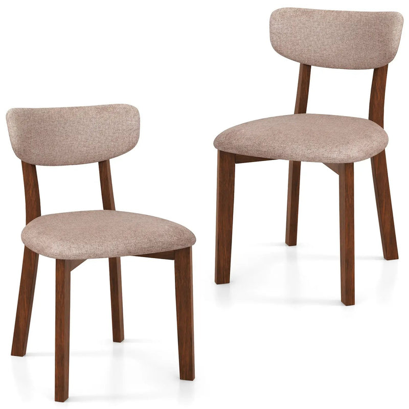Dining Chairs Set of 2 Upholstered Mid-Back Chairs with Solid Rubber Wood Frame by DirectDeals