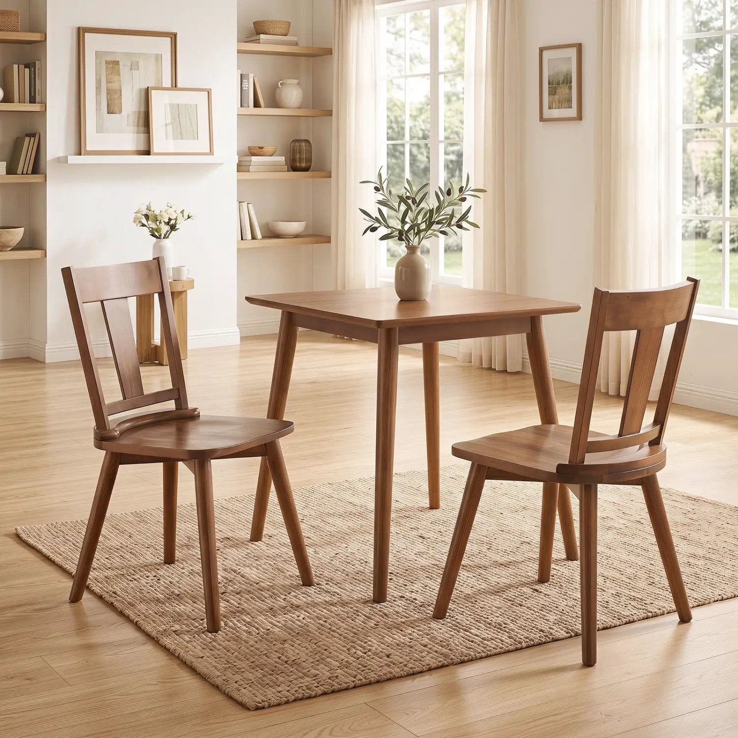 Solid Wood Dining Chairs Set of 2 with Ergonomic Backrest by DirectDeals