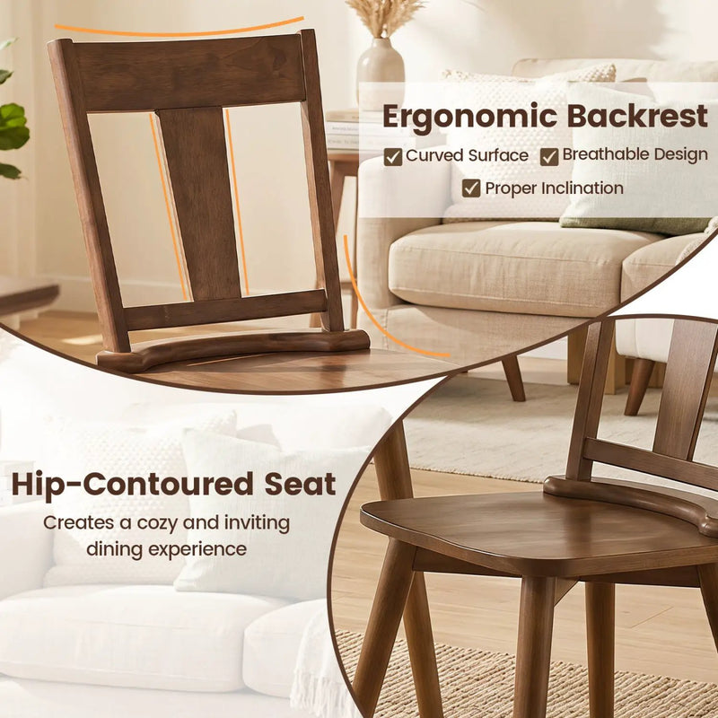 Solid Wood Dining Chairs Set of 2 with Ergonomic Backrest by DirectDeals