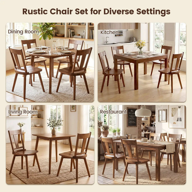 Solid Wood Dining Chairs Set of 2 with Ergonomic Backrest by DirectDeals