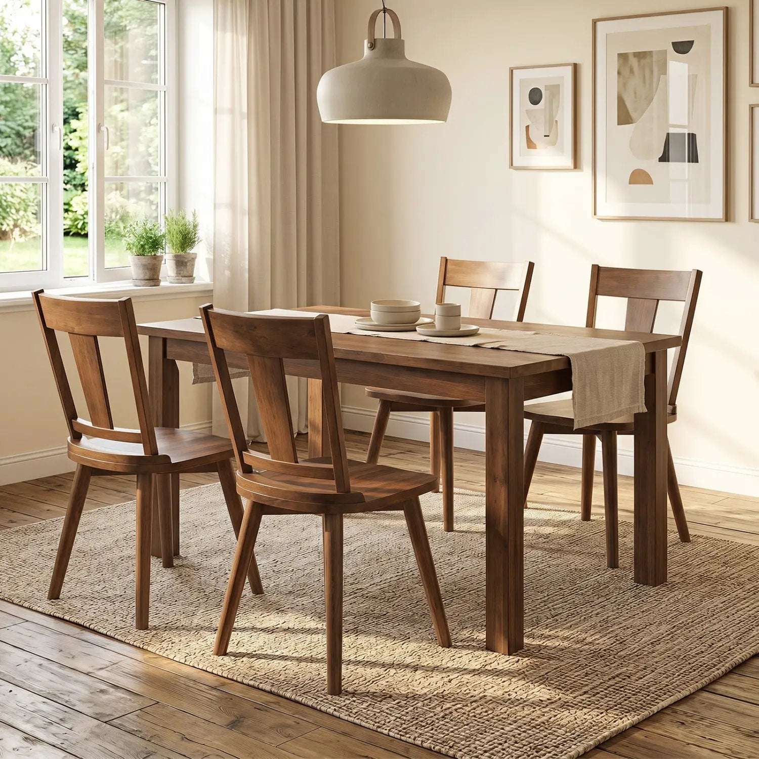 Solid Wood Dining Chairs Set of 4 with Curved Backrest by DirectDeals