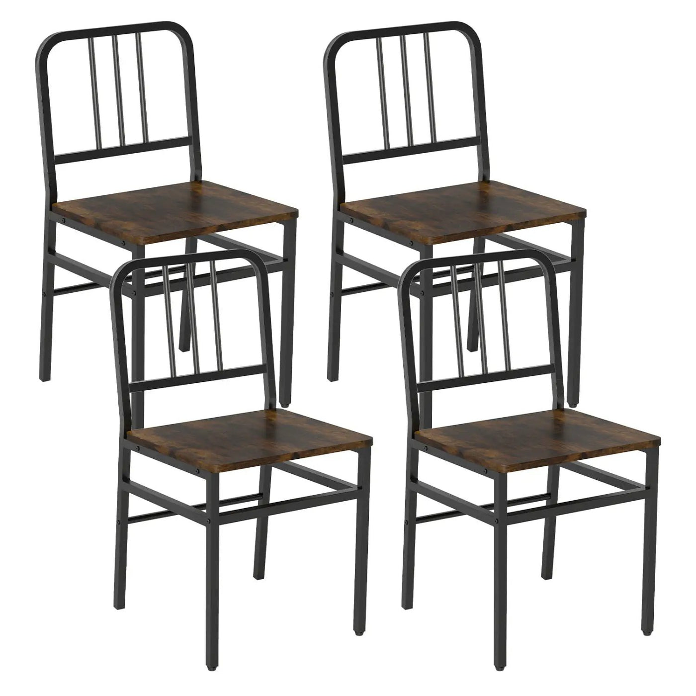 Dining Chairs Set of 4 with Slatted Backrest & Metal Frame by DirectDeals