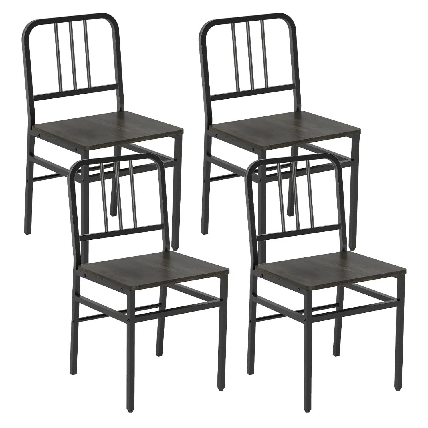 Dining Chairs Set of 4 with Slatted Backrest & Metal Frame by DirectDeals
