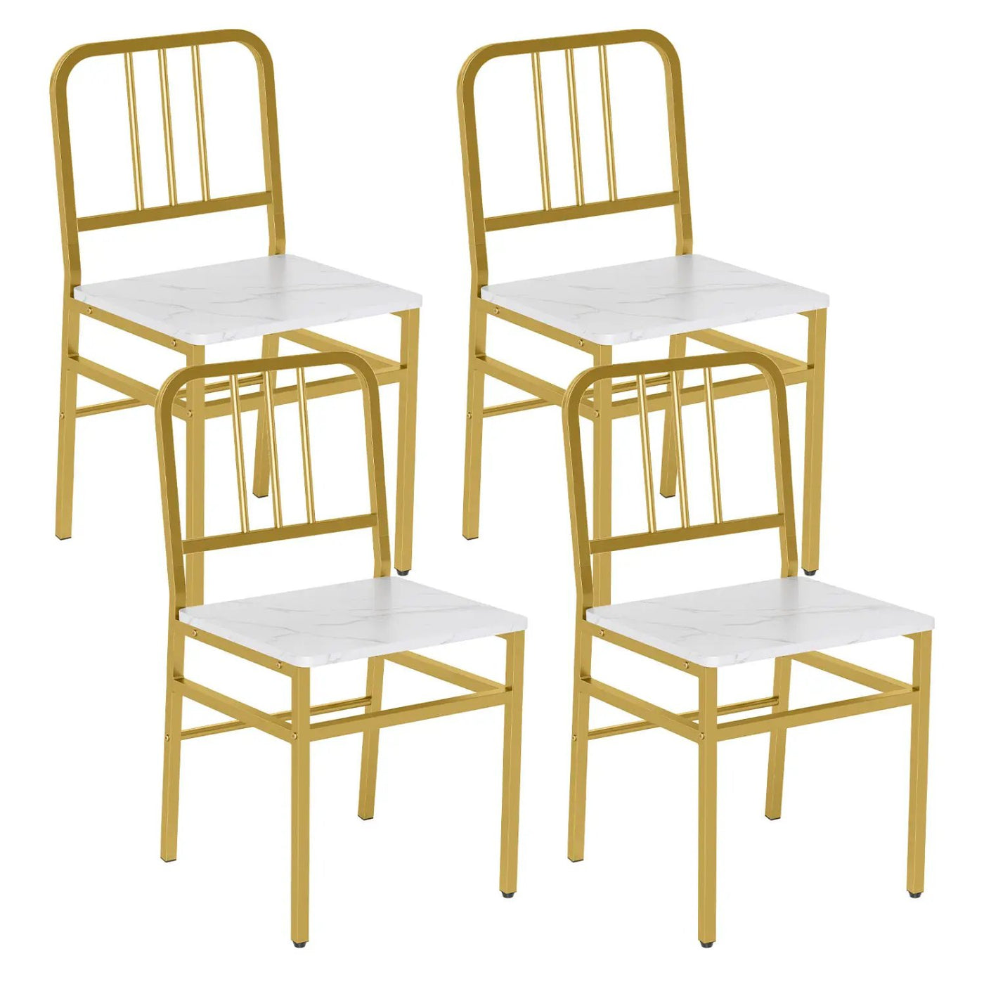Dining Chairs Set of 4 with Slatted Backrest & Metal Frame by DirectDeals