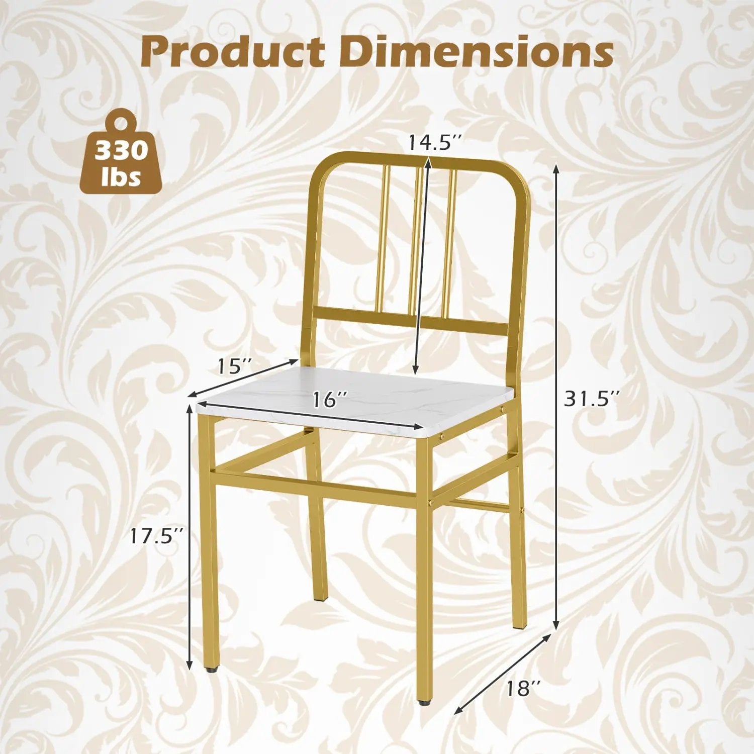 Dining Chairs Set of 4 with Slatted Backrest & Metal Frame by DirectDeals