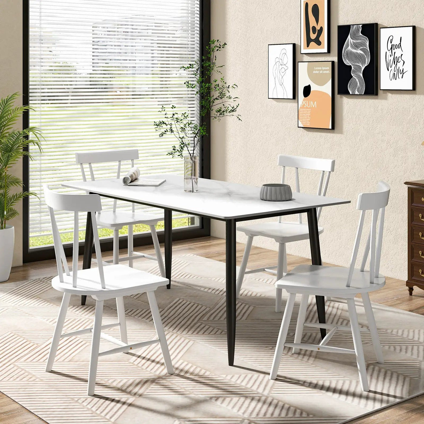 Windsor Style Armless Chairs with Solid Rubber Wood Frame by DirectDeals