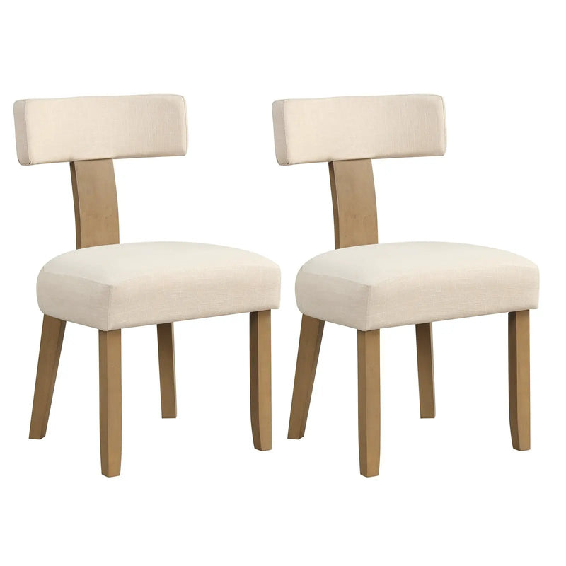 Dining Chairs Set of 2 with Curved Backrest Padded Seat-Beige by DirectDeals