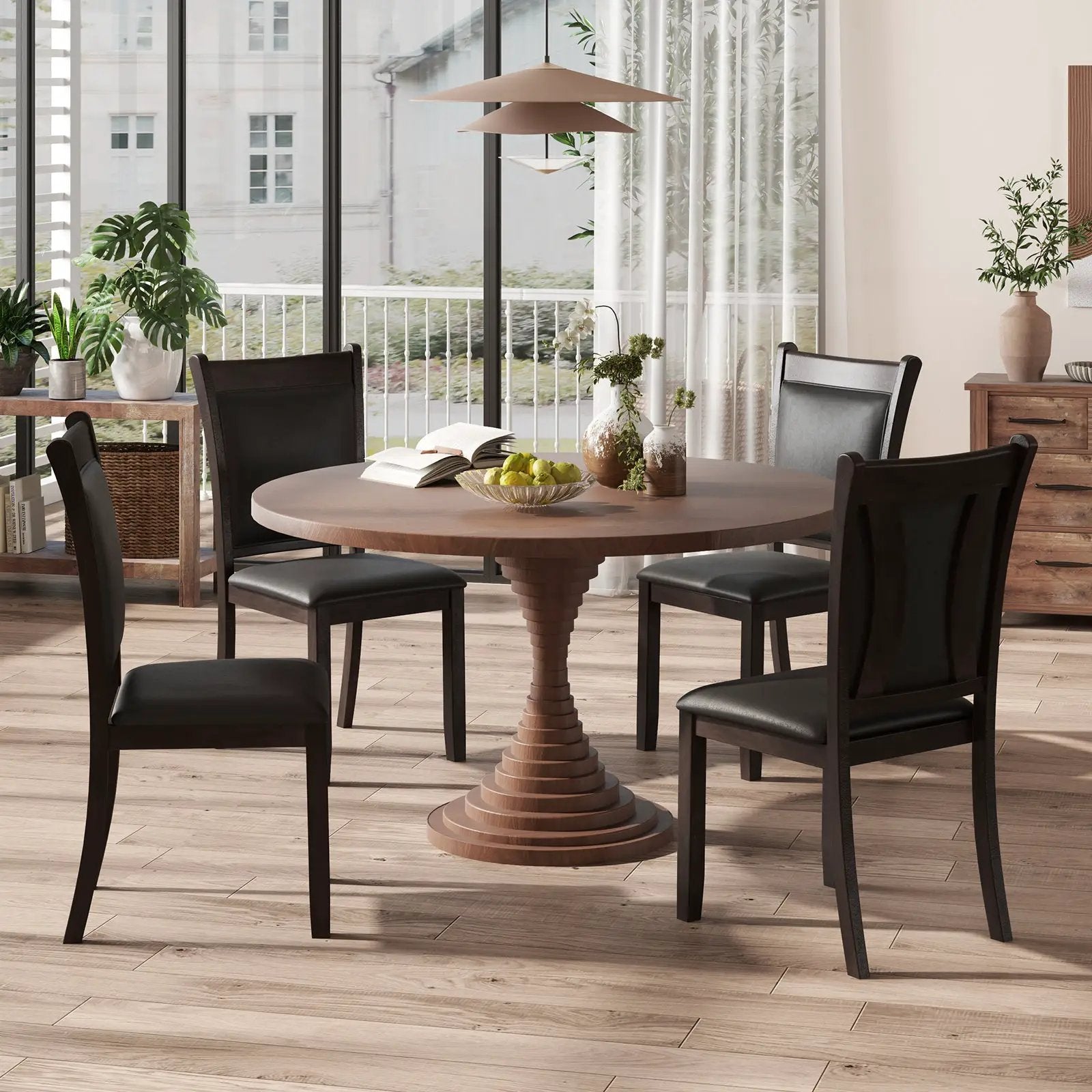 Dining Chairs Set of 2 Faux Leather Upholstered Kitchen Side Chairs with Padded Seat-Gray by DirectDeals