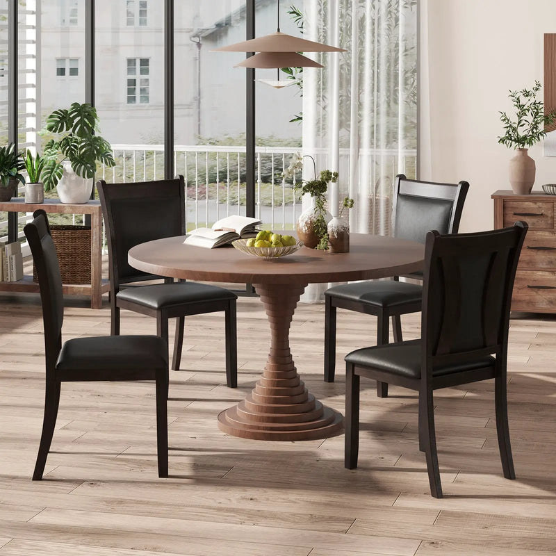 Dining Chairs Set of 2 Faux Leather Upholstered Kitchen Side Chairs with Padded Seat-Gray by DirectDeals