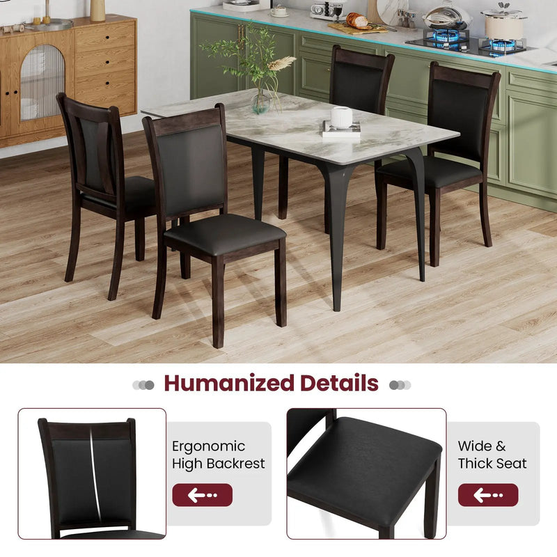 Dining Chairs Set of 2 Faux Leather Upholstered Kitchen Side Chairs with Padded Seat-Gray by DirectDeals