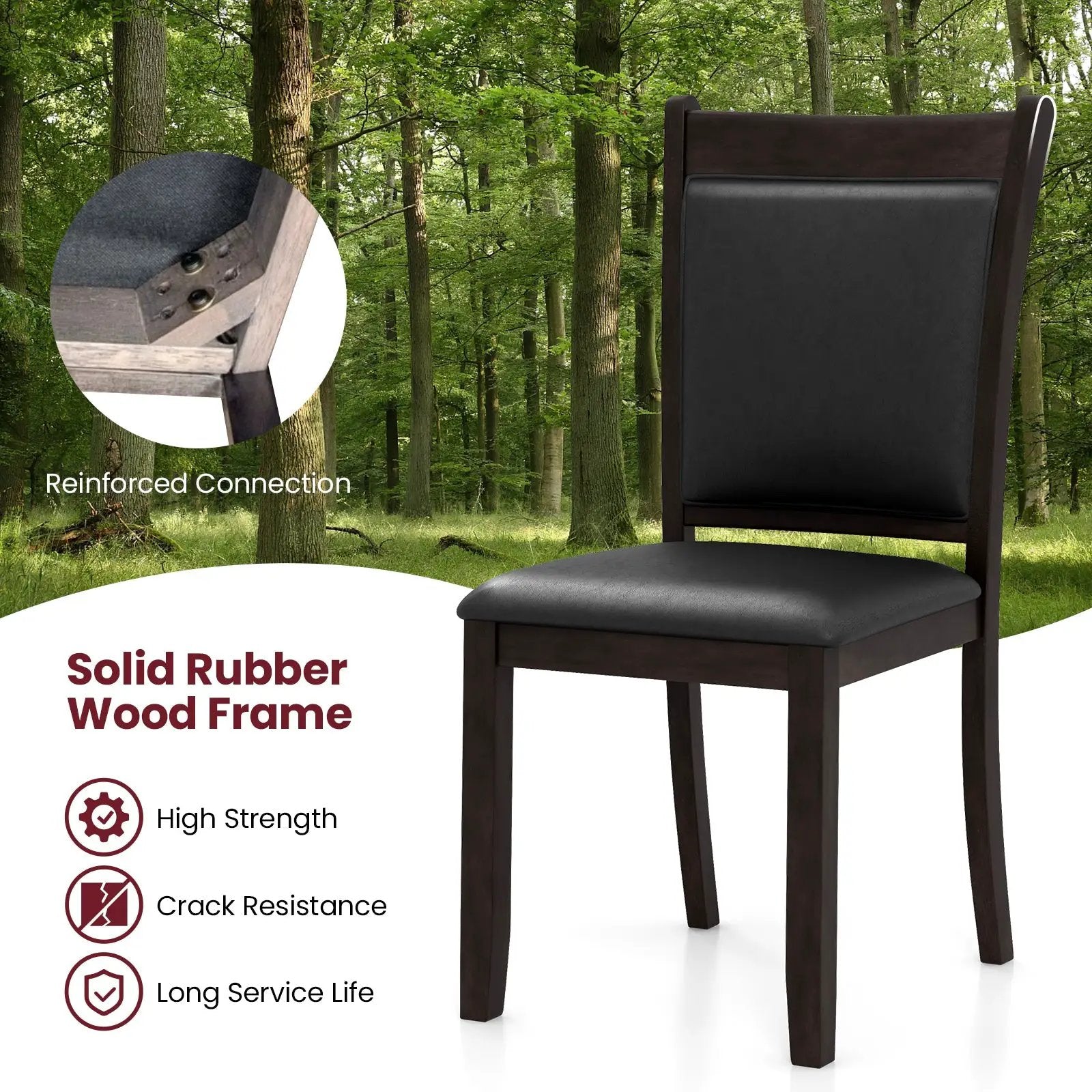 Dining Chairs Set of 2 Faux Leather Upholstered Kitchen Side Chairs with Padded Seat-Gray by DirectDeals
