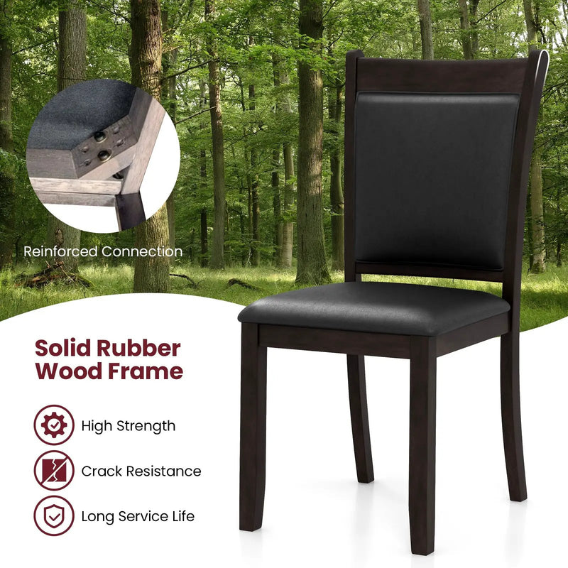 Dining Chairs Set of 2 Faux Leather Upholstered Kitchen Side Chairs with Padded Seat-Gray by DirectDeals