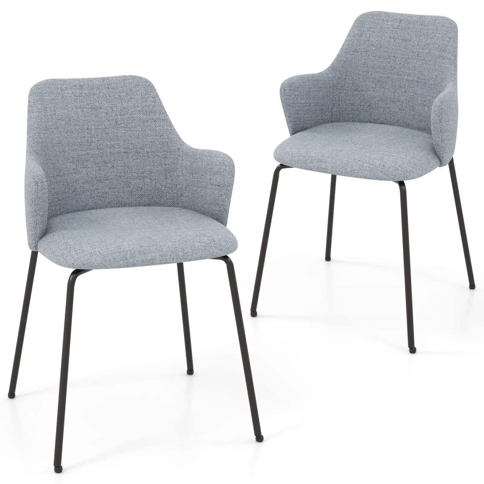 Dining Chairs Set of 2 with Curved Backrest Wide Seat and Armrests by DirectDeals