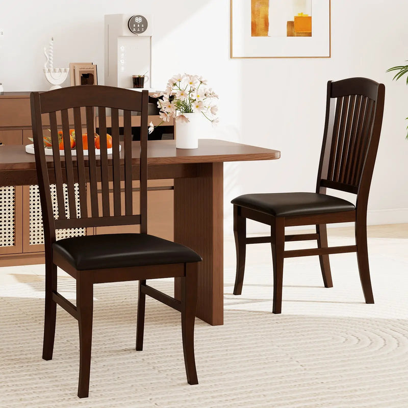 Dining Chairs Set of 2 Kitchen Side Chairs Mid-century Armless Dinette Chairs-Coffee by DirectDeals