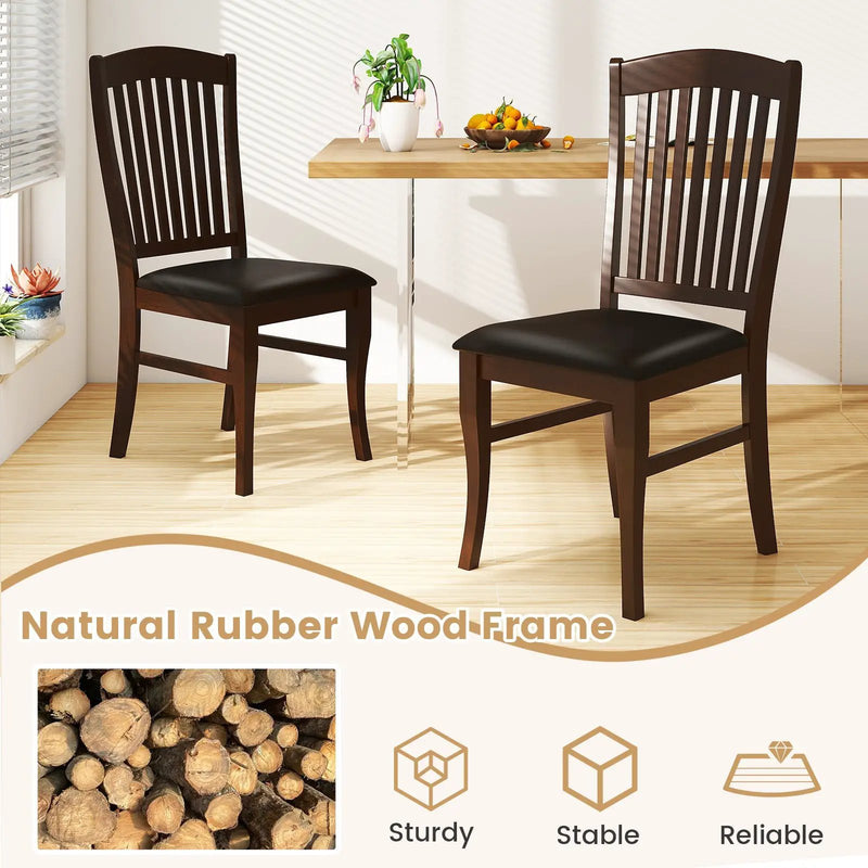 Dining Chairs Set of 2 Kitchen Side Chairs Mid-century Armless Dinette Chairs-Coffee by DirectDeals