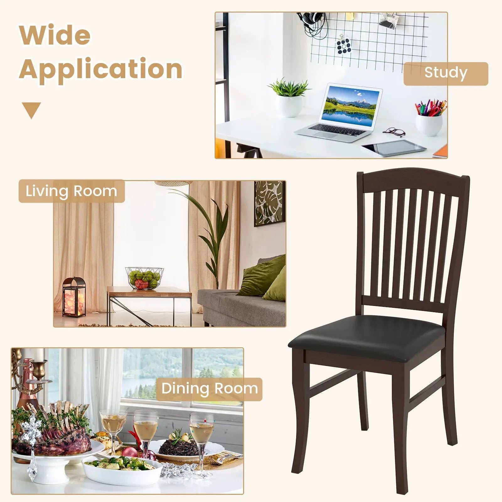 Dining Chairs Set of 2 Kitchen Side Chairs Mid-century Armless Dinette Chairs-Coffee by DirectDeals