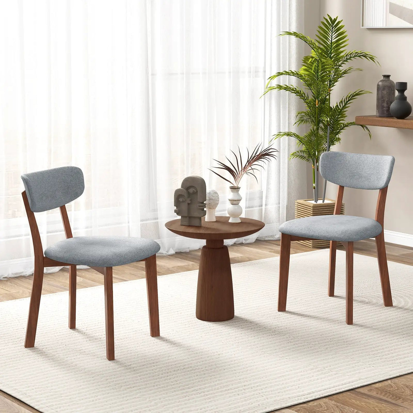 Dining Chairs Set of 2 Upholstered Mid-Back Chairs with Solid Rubber Wood Frame by DirectDeals