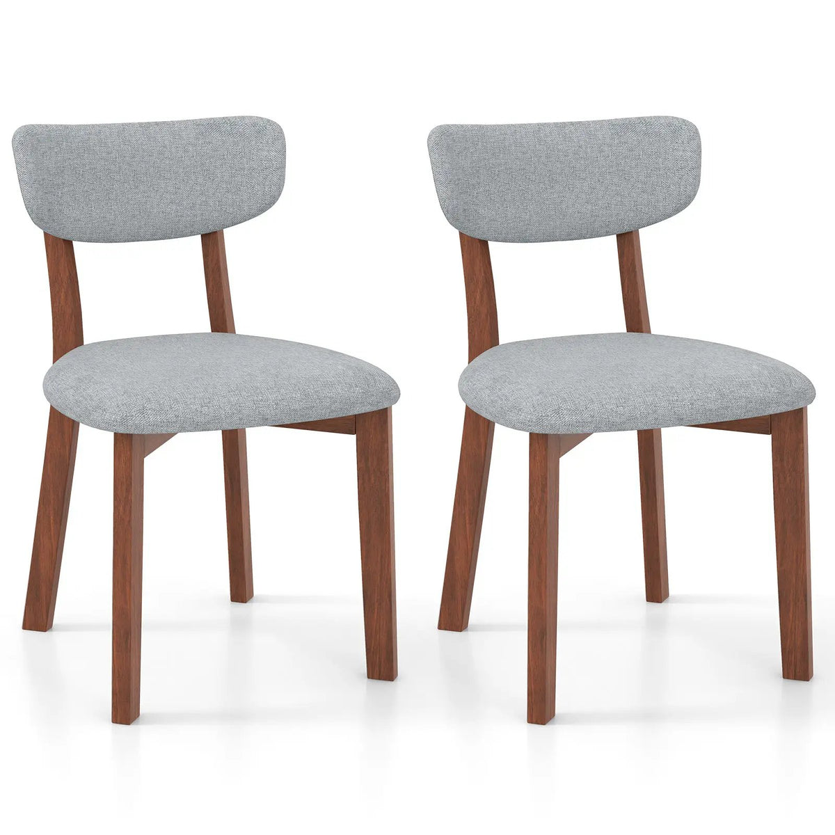 Dining Chairs Set of 2 Upholstered Mid-Back Chairs with Solid Rubber Wood Frame by DirectDeals